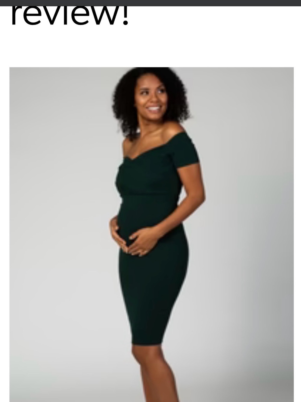 Off-Shoulder Maternity Dress in Dark Green